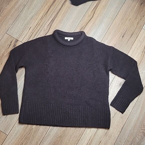 Madewell Fulton Puff Neck Trim Brown Wool Alpaca Sweater Size S (D0038) - Picture 2 of 8